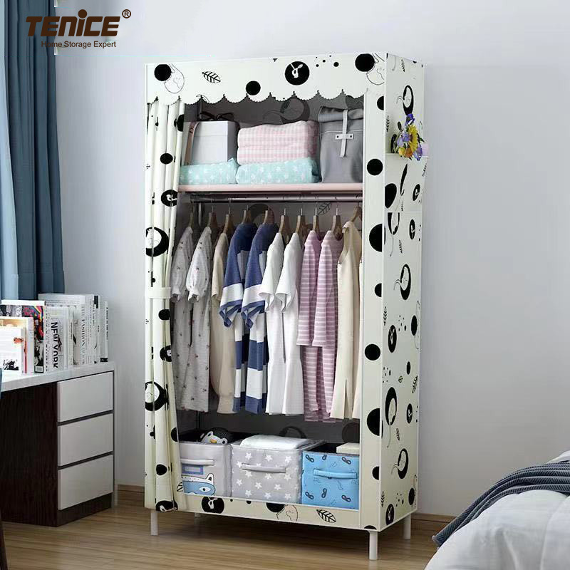 Tenice Modern Classical cheap portable Bedroom kids cloth metal closet Wardrobe of Fabric Customized Home organizer Furniture