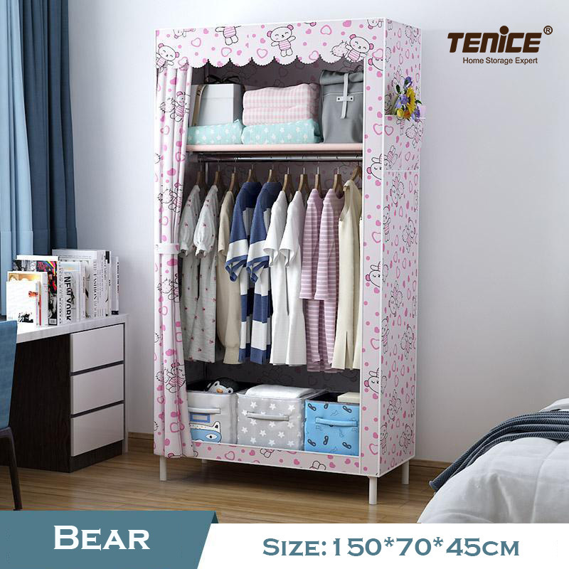 Tenice Modern Classical cheap portable Bedroom kids cloth metal closet Wardrobe of Fabric Customized Home organizer Furniture