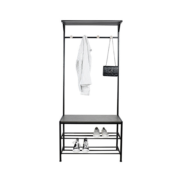 Tenice Entryway Coat Rack with Shoe Bench, Shoe Rack Organizer with Hall Tree, 3-in-1 Functional Coat Tree with 4 hooks