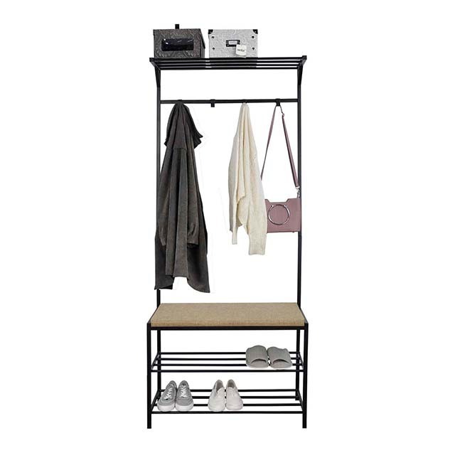 Tenice Entryway Coat Rack with Shoe Bench, Shoe Rack Organizer with Hall Tree, 3-in-1 Functional Coat Tree with 4 hooks