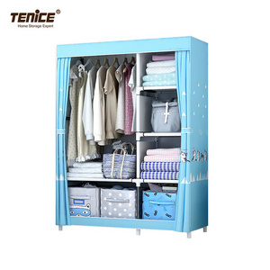 Tenice modern plastic tube 420D oxford cover portable closet wardrobe for bedroom clothes organizer