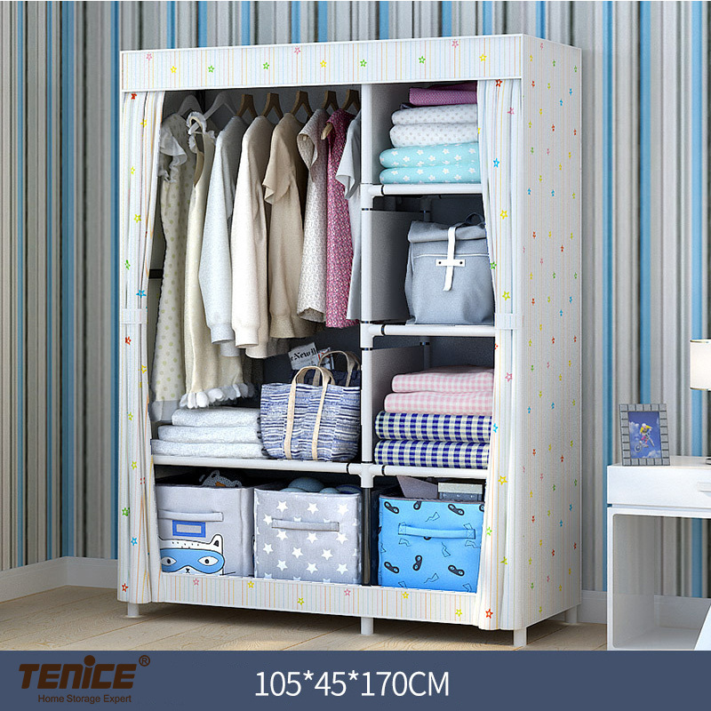 Tenice cheap corner modern diy plastic foldable portable bedroom closet wardrobe for clothes organizer