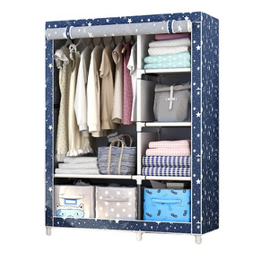 Tenice modern bedroom assemble plastic folding portable wardrobe closet for clothes organizer with 420 oxford cover