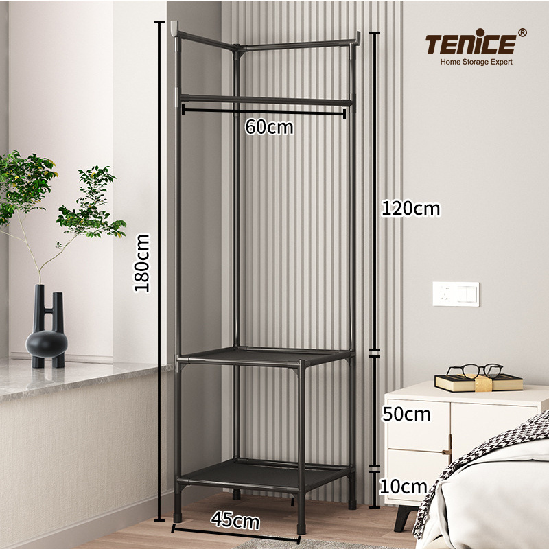 Tenice 2 tier Corner Hall Tree, Entryway shoe rack with coat hanger and storage Shelf stand for home bedroom bathroom