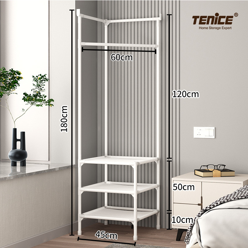 Tenice Corner Hall Tree, Entryway Coat Rack with iron hanging bar and Shelf, Freestanding Hallway Organizer for Home Office