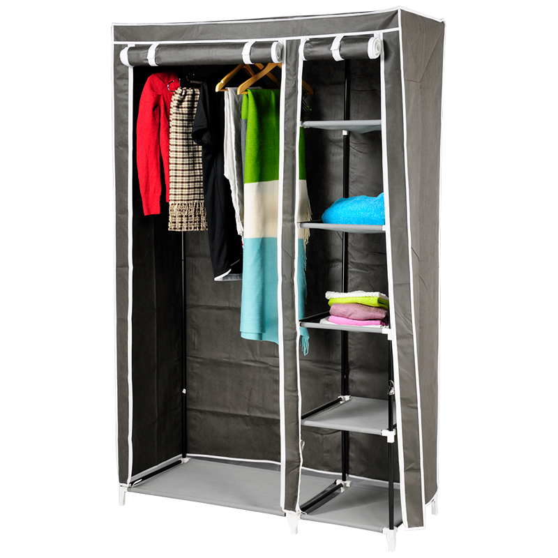 Tenice Wardrobe Storage Closet, Portable Clothes Standing Shelves Organizer, Extra Strong and Durable Non-Woven Fabric Rack