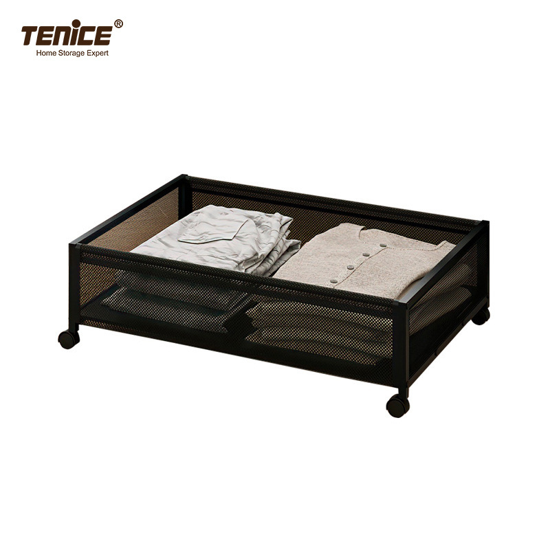 Tenice Metal Large Clothes Toy Under Bed Storage Drawer, Shoe Organizer Under Bed Containers Storage Box With Wheels