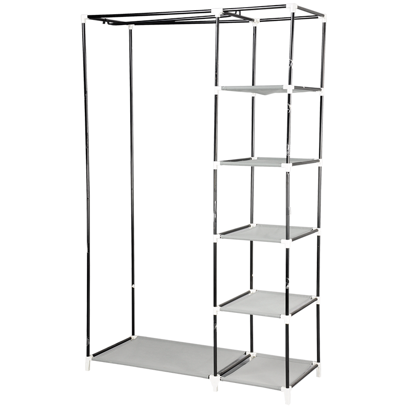 Tenice Wardrobe Storage Closet, Portable Clothes Standing Shelves Organizer, Extra Strong and Durable Non-Woven Fabric Rack