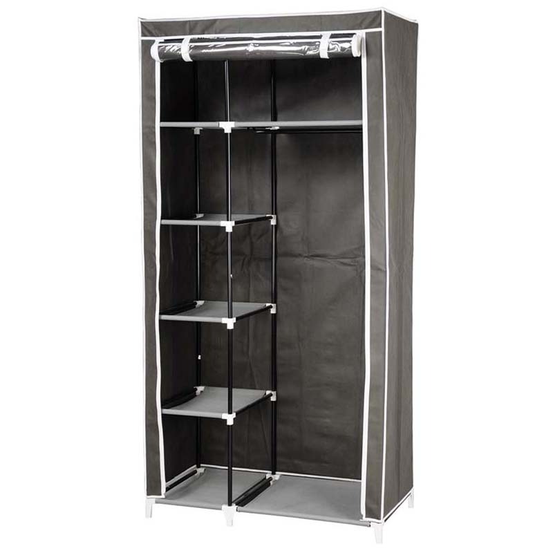 Tenice 34 Inch Portable Wardrobe Closet Clothes Organizer with Metal Shelves and Dustproof Non-Woven Fabric