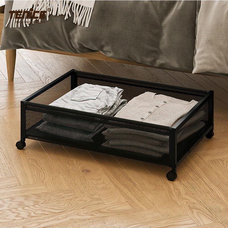 Tenice Metal Large Clothes Toy Under Bed Storage Drawer, Shoe Organizer Under Bed Containers Storage Box With Wheels