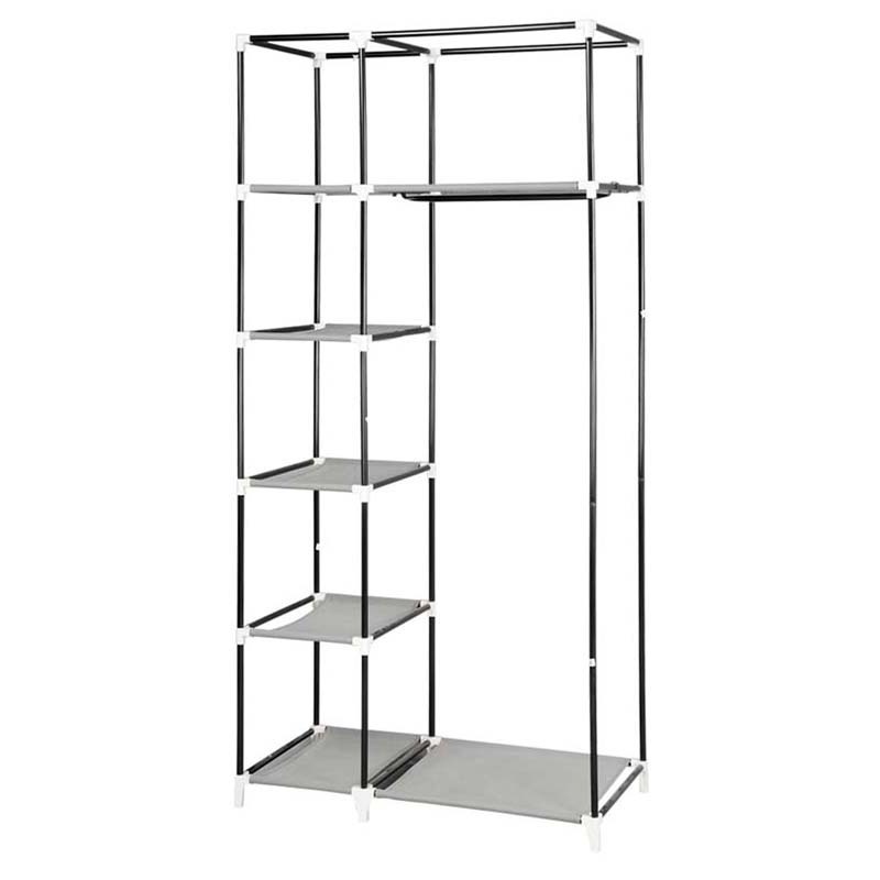 Tenice 34 Inch Portable Wardrobe Closet Clothes Organizer with Metal Shelves and Dustproof Non-Woven Fabric