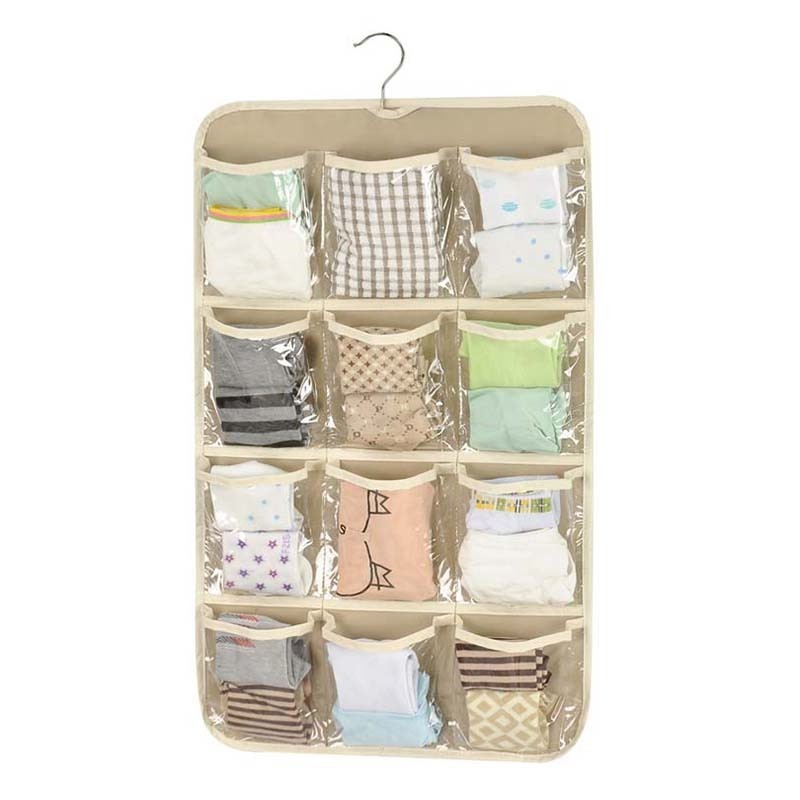 Tencie Hanging Jewelry Organizer Storage Roll with Hanger Metal Hooks 12 pockets Jewelry Holder for Earrings, Necklaces, Rings