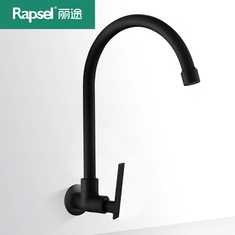 Best-selling Single Hole Stainless Steel Matte Black Taps Goose Neck Kitchen Faucet With Nice C Shape Curvature