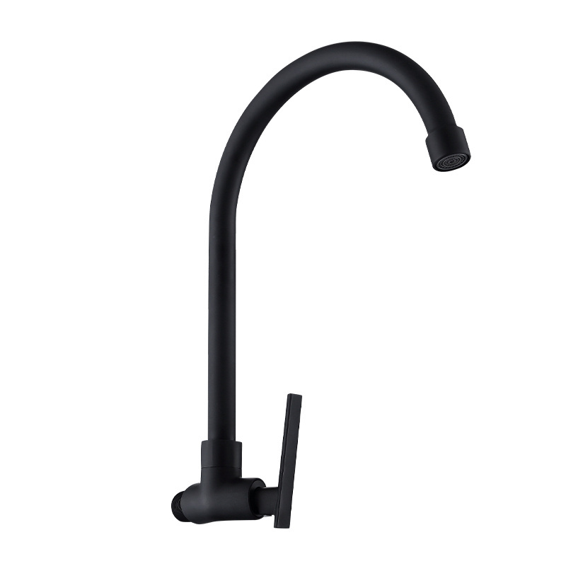 Best-selling Single Hole Stainless Steel Matte Black Taps Goose Neck Kitchen Faucet With Nice C Shape Curvature