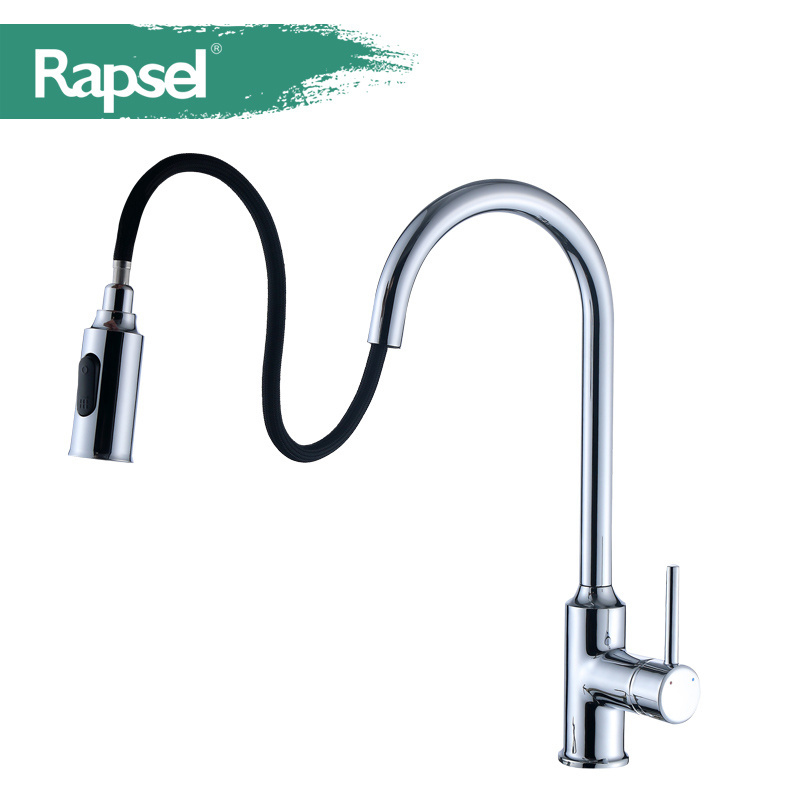 Griferia Single Handle Pull Out 3 Way Down Sprayer Brass Kitchen Faucet