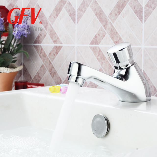 Griferia supplier sanitary ware brass body time delay push bottom basin faucet