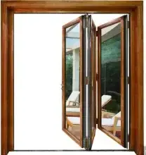 Commercial Aluminium Lowes Bi Fold Door Double Glass Sliding Folding Door For Entrance