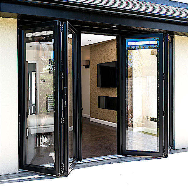 Soundproof Thermal Break Heavy Duty Double Glazed Bi Folding Door Outdoor Patio Foldable Aluminum Folding Glass Door