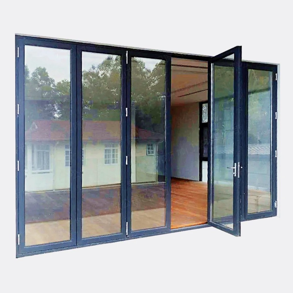 Aluminum Alloy Tempered Glass Folding Door Sliding Bifold Glass Door Manufacturer