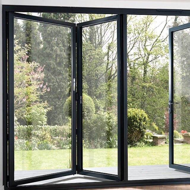 Soundproof Thermal Break Heavy Duty Double Glazed Bi Folding Door Outdoor Patio Foldable Aluminum Folding Glass Door