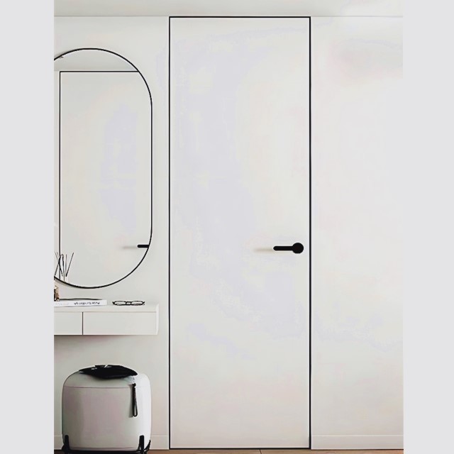 Invisible door design wooden hidden wall door aluminum frame modern interior bedroom flat frameless door