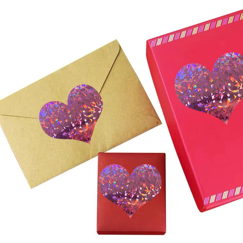 500pcs Heart Sticker Roll Red Glitter Frosted Decorative Gift Sealing Decals Labels Envelope Valentine's Day Love Sticker