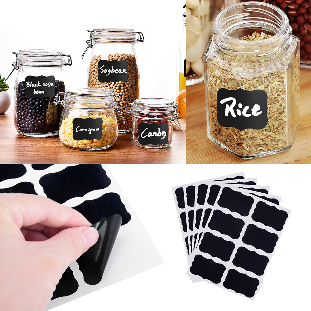 Erasable Chalkboard Labels Chalk Board Jar Labels Removable Waterproof Blackboard Sticker Label With Pen