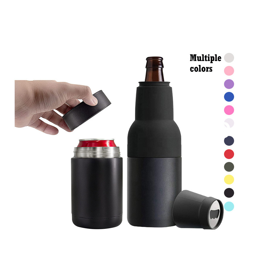 Bottle and Can Soda Beer Cooler Double-Walled Stainless Steel Insulator Bottle Cooler with Beer Bottle Opener