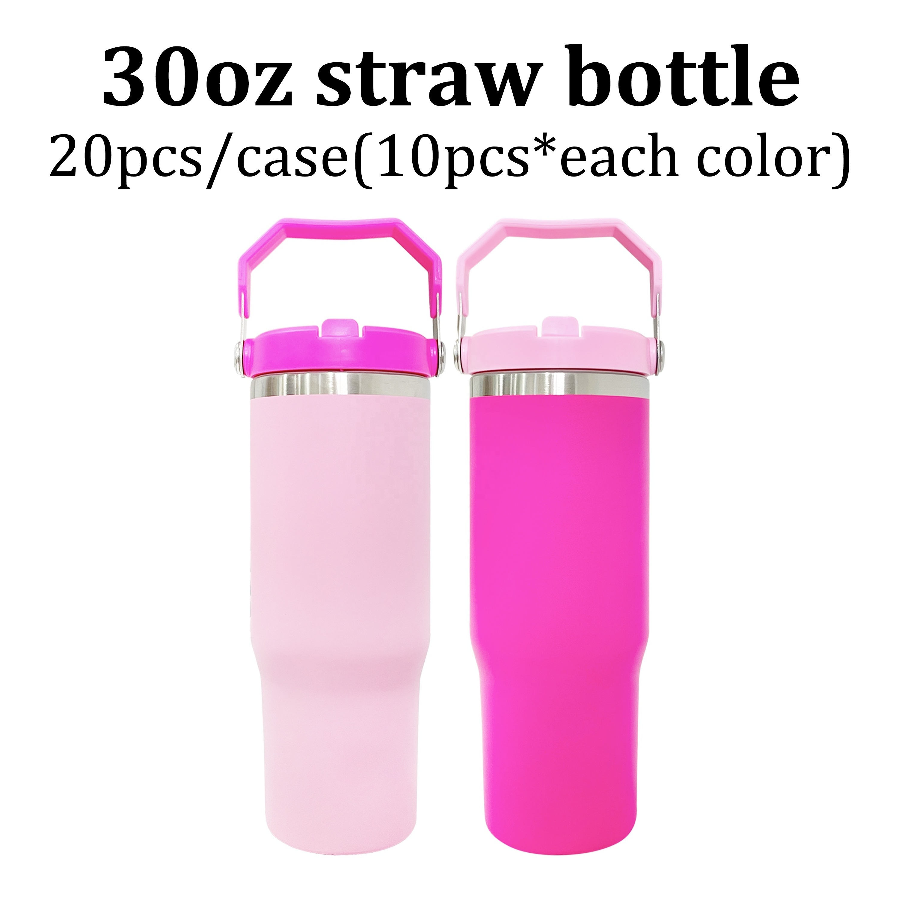 sports vacuum insulated flamingo pink hot pink 40oz 30oz portable tumbler bottle water bottle with handle flip straw tumbler