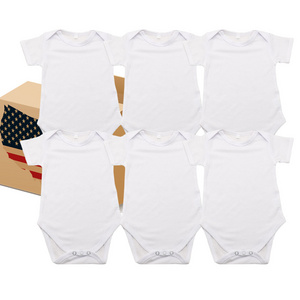 USA Warehouse Infant Toddler Rompers Jumpsuits Non Faded Blank Sublimation Bodysuit T-Shirt White 100% Polyester Baby Onesie