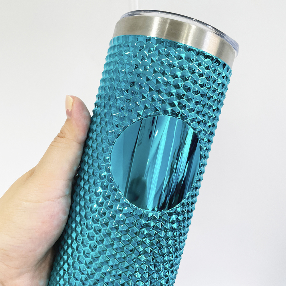 wholesale bulk venti bling diamond studded manufacturer sparkly iridescent studded stainless tumbler with slide lid