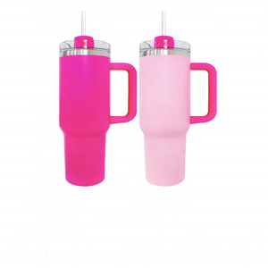 sports vacuum insulated flamingo pink hot pink 40oz 30oz portable tumbler bottle water bottle with handle flip straw tumbler