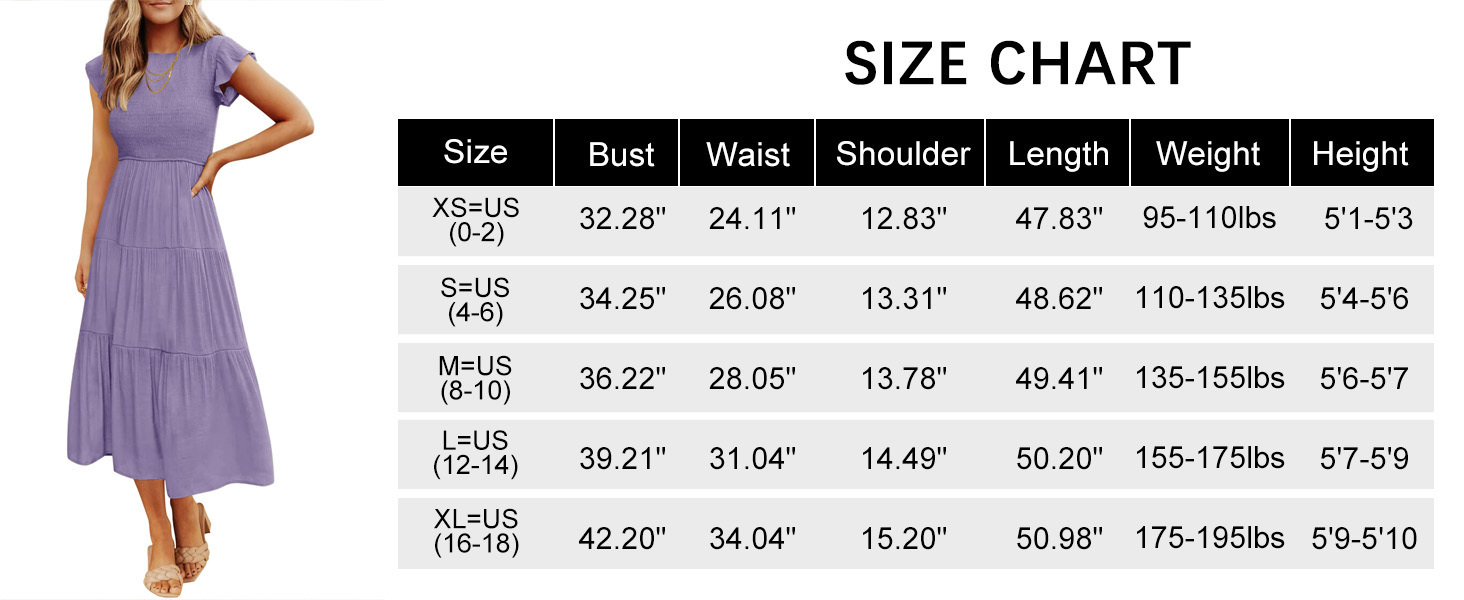 Women's 2024 Summer Bohemian Casual Flute Short Sleeve Round Neck Smoky Elastic Waist Ruffle Edge Layered Beach Party Dress