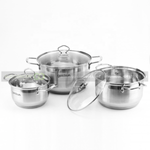 Stainless Steel Pots Set Goldsun GPS1740 Withstands High Temperatures, Suitable For All Types Of Stoves