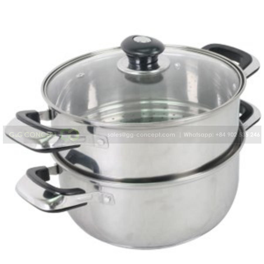 Steamer Set Double Boiler With Lid Material Stainless Steel Can Be Used On All Types Of Stoves, Steamer Set With Lid In Bulk