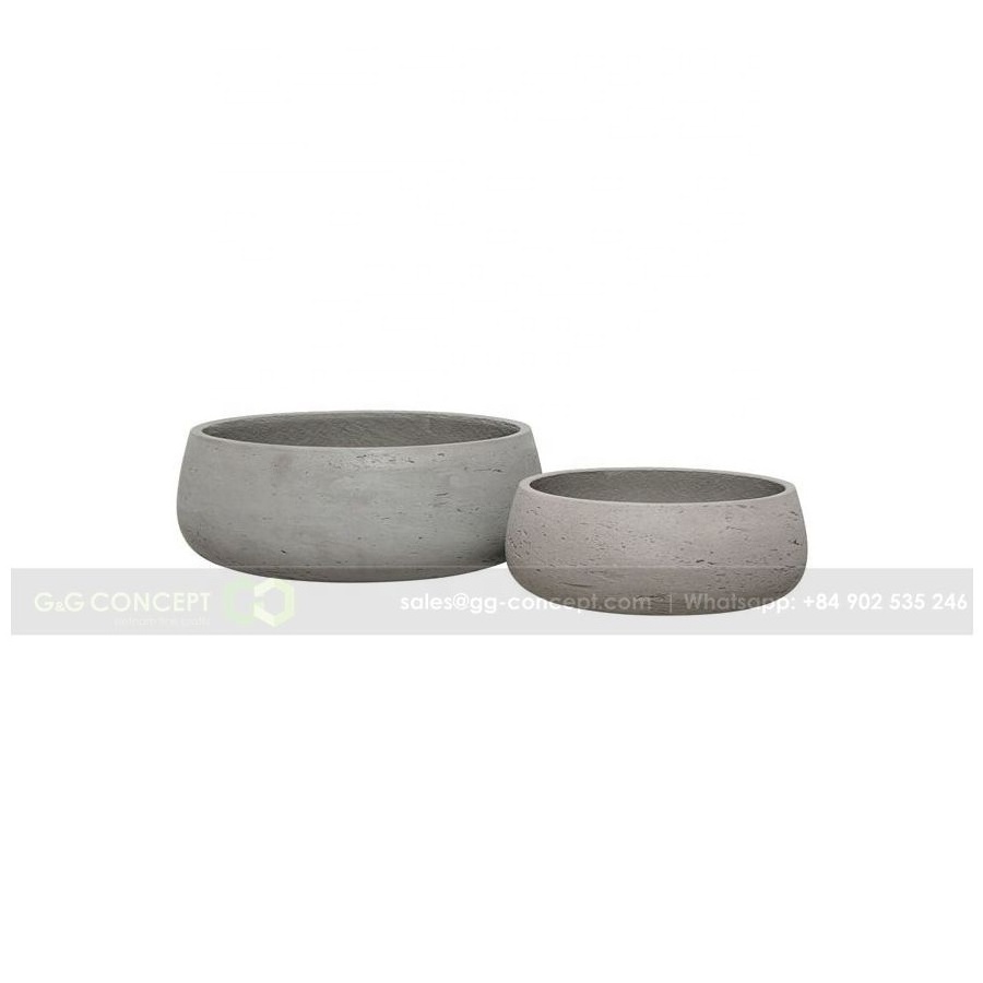 Round Light Cement Pot/ Round Cement Pot Planter Set/ Cement Planters Made in Vietnam