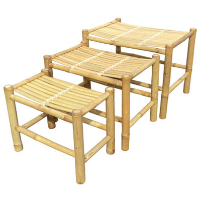 Bamboo Tiki Bar Stools With Cushion Soft/ Wholesale Set of 3 Bamboo Chairs