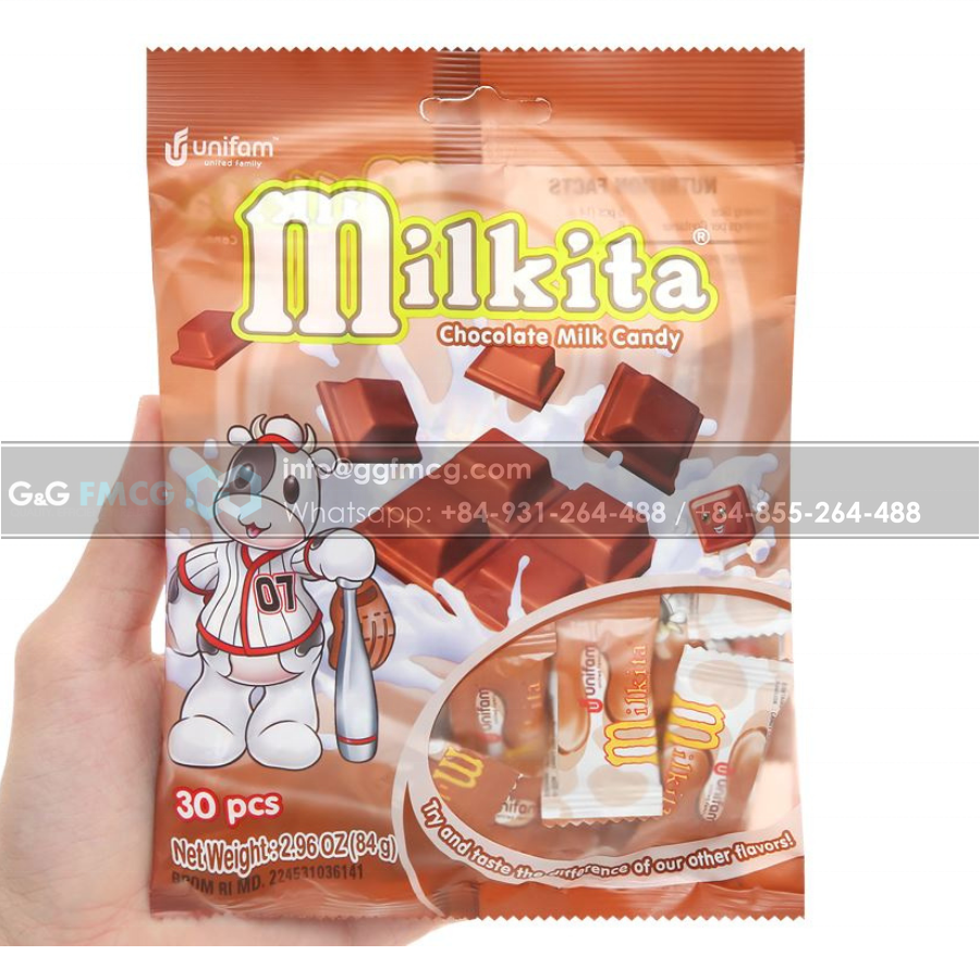 Promo Milkita Candy Bag Premium 90g Chocolate Flavor Milky Hard Candy Round Shaped Chocolate Milk Candy