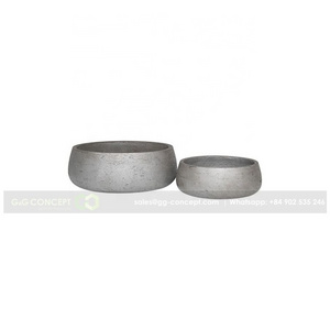 Round Light Cement Pot/ Round Cement Pot Planter Set/ Cement Planters Made in Vietnam