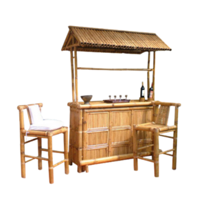 Wholesale Set Outdoor Bamboo Tiki Bar Kits With Roof and Bottle Rack Drinking Bamboo Chairs