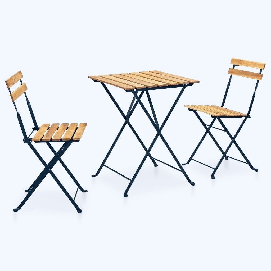 Tarno table and chair set versatile, beautiful acacia wood and sturdy steel, suitable for small outdoor spaces from VietWood