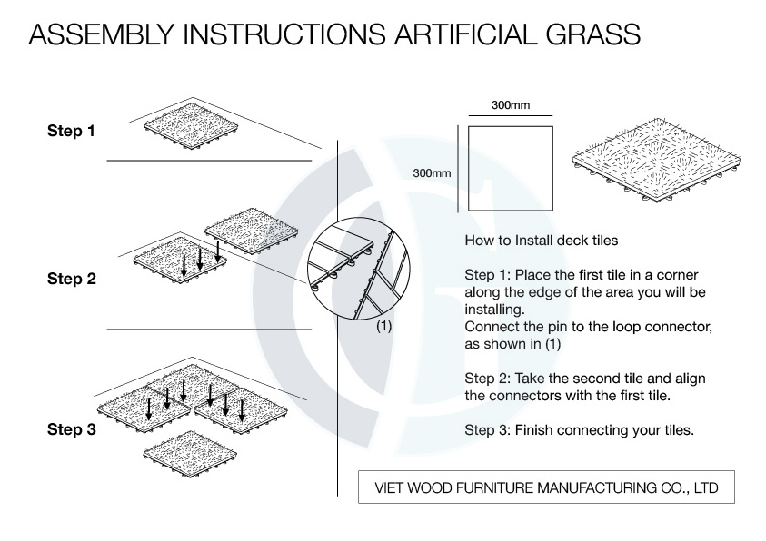 Turf puzzle artificial grass tiles at Garden floor Decoration Hight Quality PE Grass artificial grass tiles