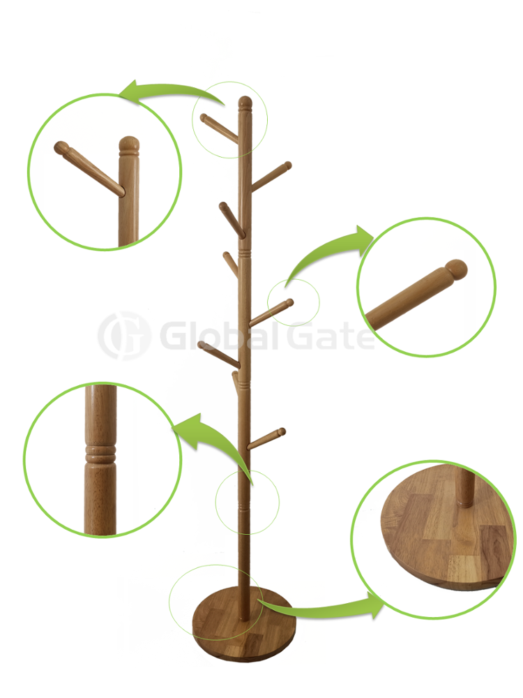 Vietnamese High Quality Clothes Hanger Custom antique unique wooden coat stand clothes tree hanger coat rack