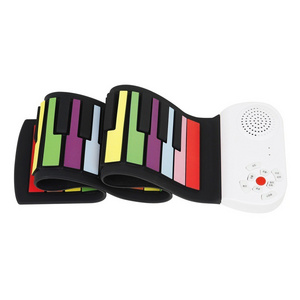 Flexible Mini 49 Keys Rainbow Color Soft Silicone Rubber Musical Pianos Hand-rolled Piano Electronic Keyboard Piano for Kids