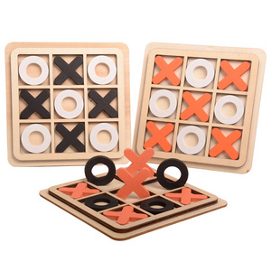 Children Entertainment Toy Wooden XO Tic Tac Toe Chess Game Table Board Games