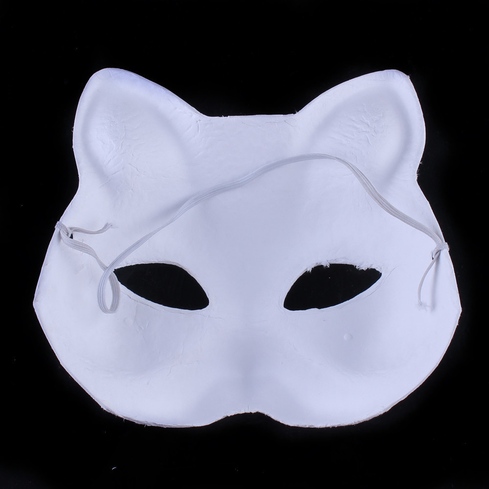 Factory Supplies White Handmade Blank Paper Half Face Sexy Cat Masquerade Mask Costume Party Mask