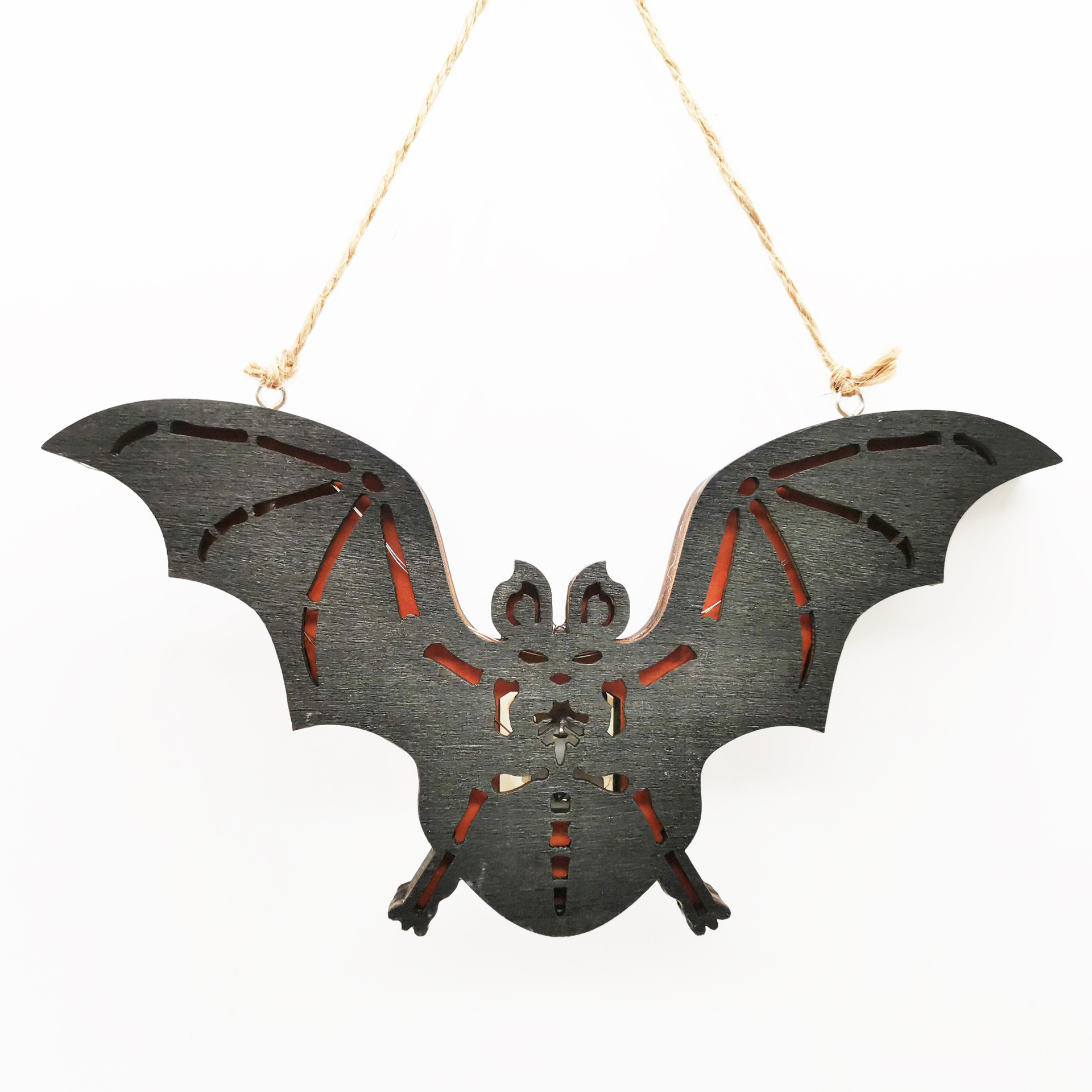 Wooden Pendants Creative Wood Crafts Wall Signs Bat Festive Atmosphere LED Halloween Decor Halloween Toy