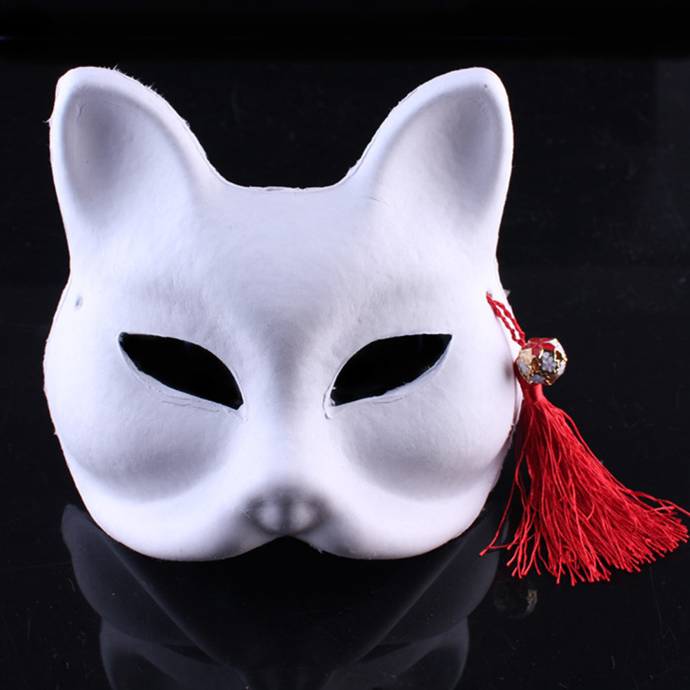 Factory Supplies White Handmade Blank Paper Half Face Sexy Cat Masquerade Mask Costume Party Mask