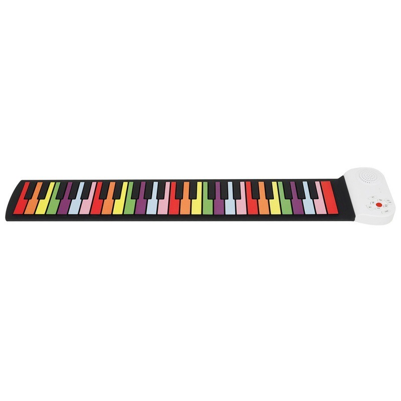 Flexible Mini 49 Keys Rainbow Color Soft Silicone Rubber Musical Pianos Hand-rolled Piano Electronic Keyboard Piano for Kids