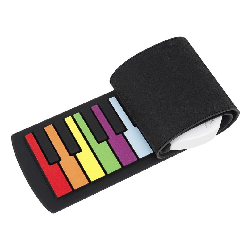 Flexible Mini 49 Keys Rainbow Color Soft Silicone Rubber Musical Pianos Hand-rolled Piano Electronic Keyboard Piano for Kids